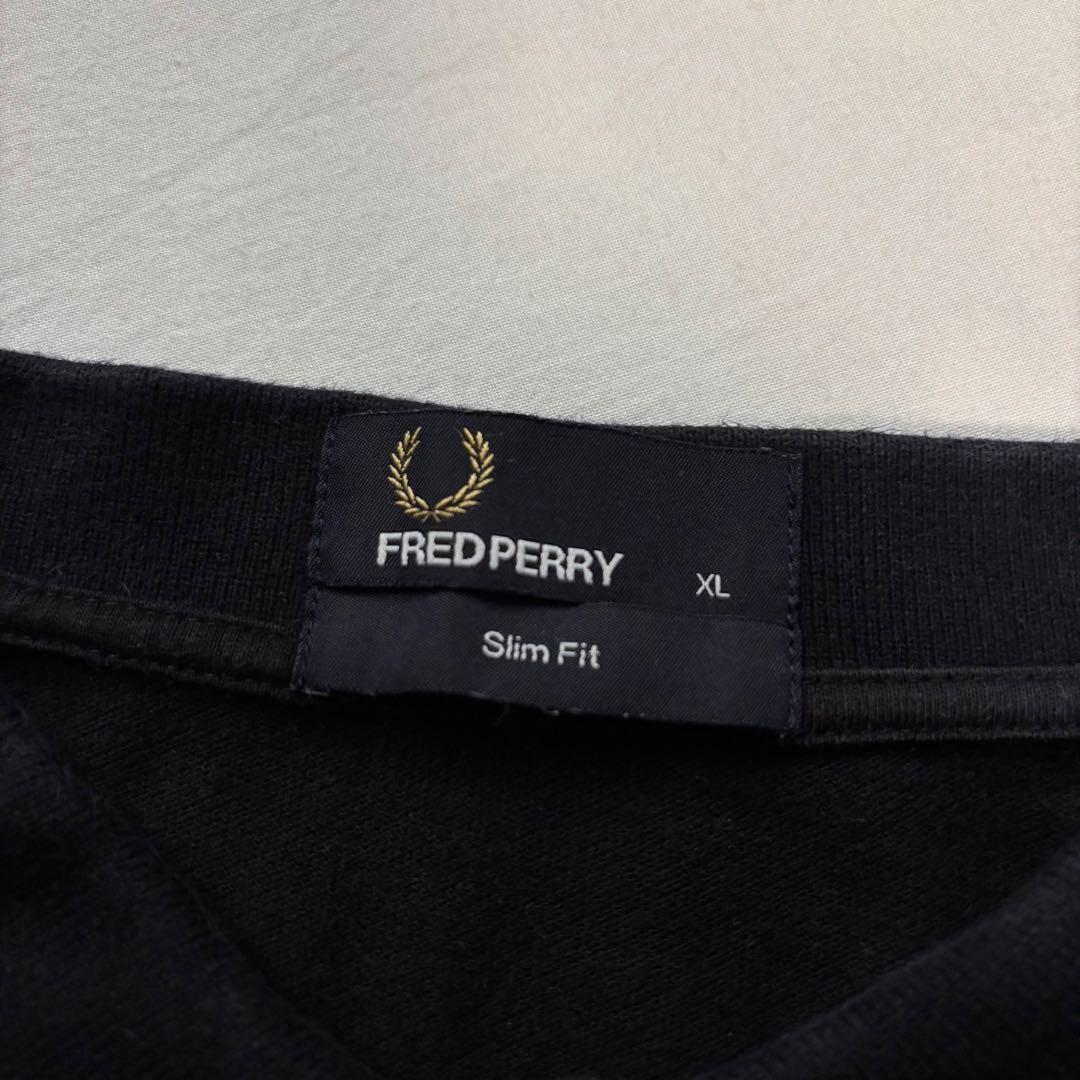 フレッドペリー　長袖ポロシャツ　ワンポイント刺繍ロゴ　XLサイズ　ブラック　古着