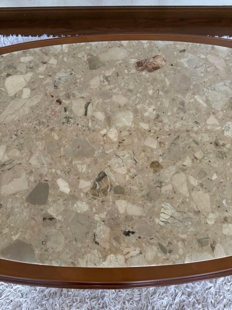 【ココりん　イタリア製 】アンティーク 大理石天板 猫脚 木製ローテーブル