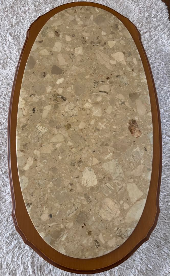 【ココりん　イタリア製 】アンティーク 大理石天板 猫脚 木製ローテーブル