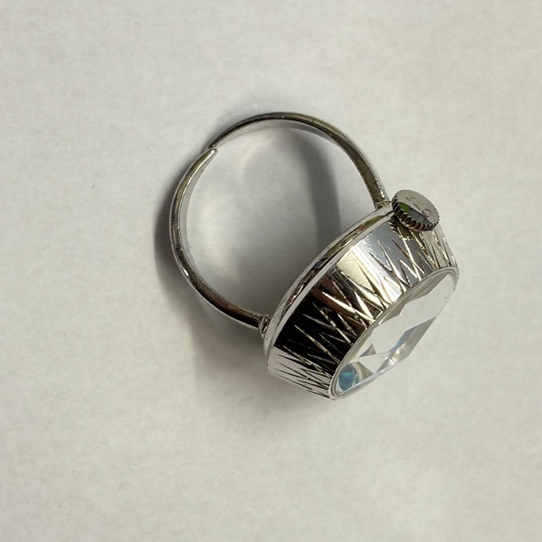 稼働 ヴィンテージ シチズン 青文字盤 カットガラス 手巻き リングウォッチ