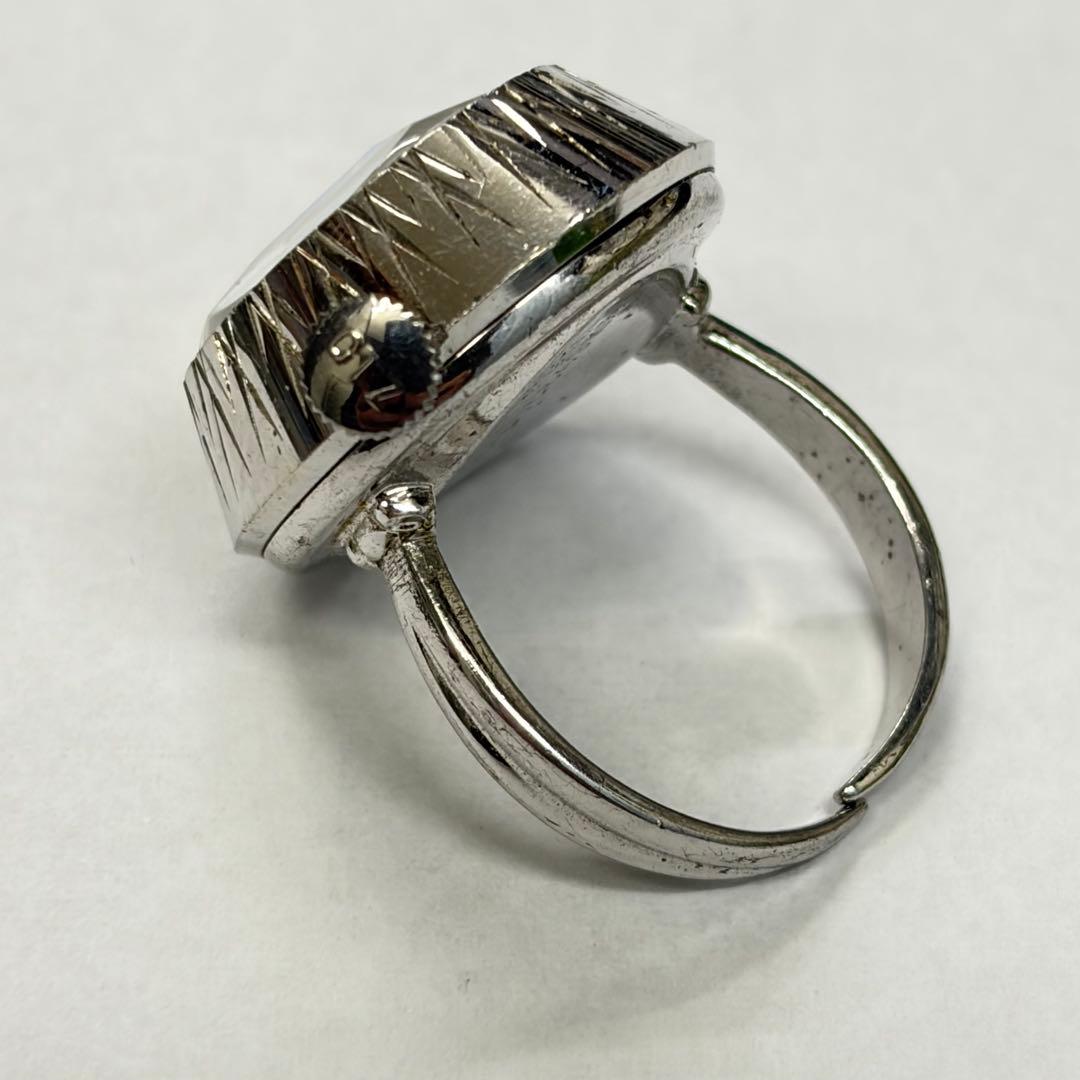 稼働 ヴィンテージ シチズン 青文字盤 カットガラス 手巻き リングウォッチ