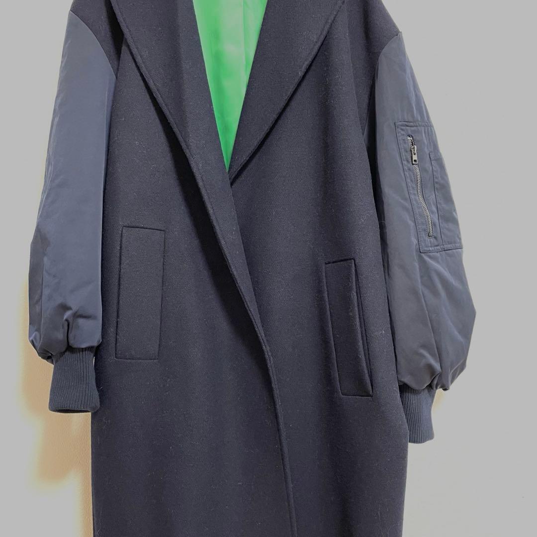 【美品】ZARA マッチングボンバーコート　ネイビー　M