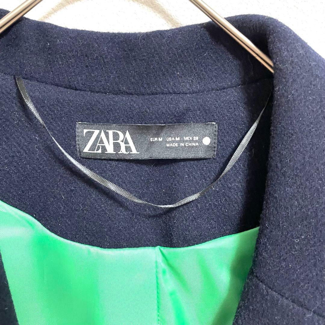 【美品】ZARA マッチングボンバーコート　ネイビー　M