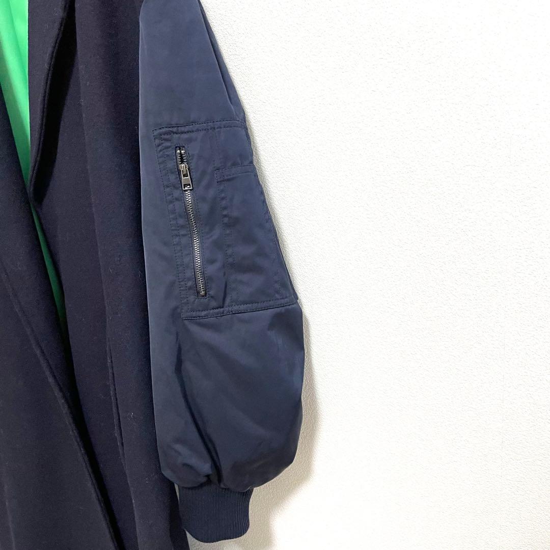 【美品】ZARA マッチングボンバーコート　ネイビー　M