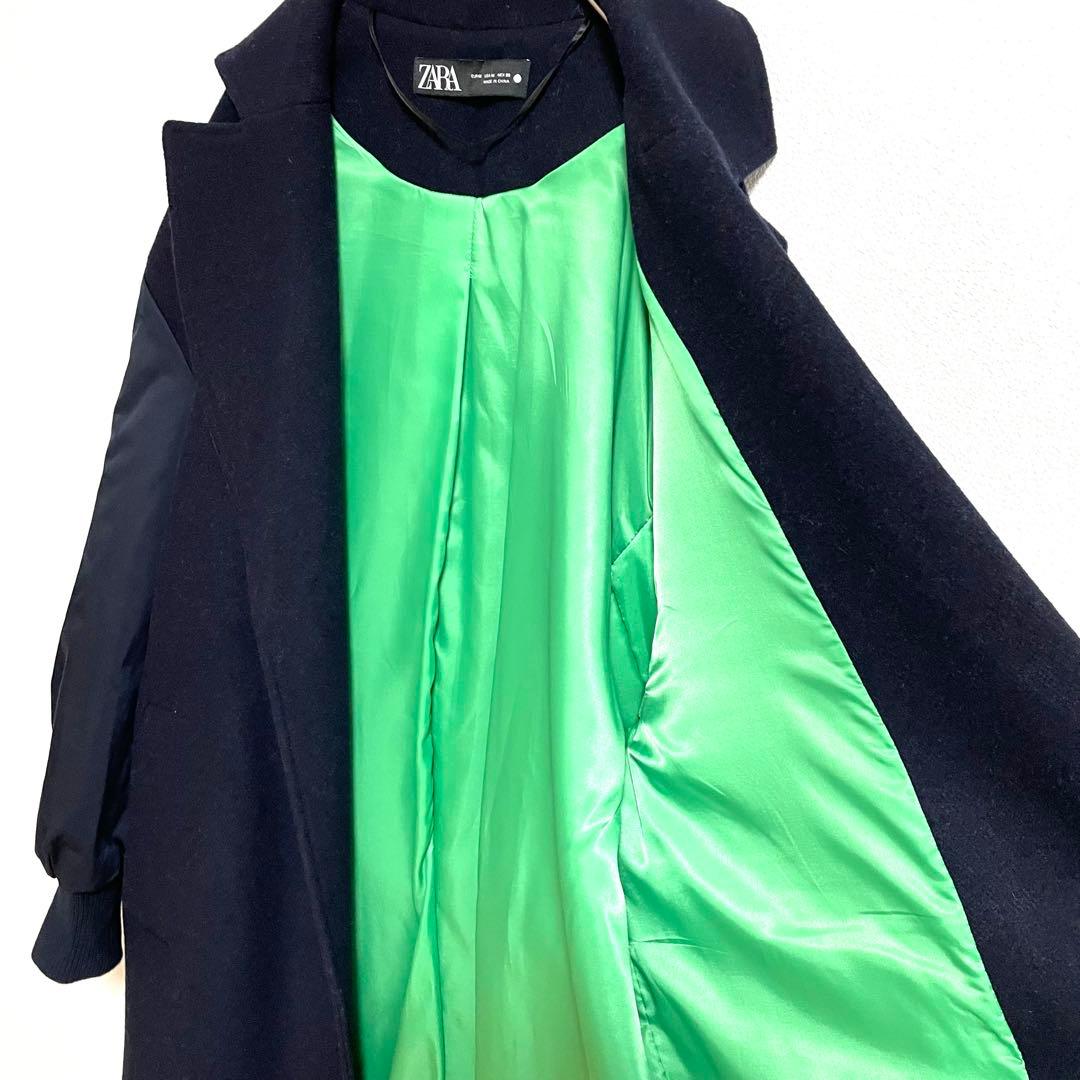 【美品】ZARA マッチングボンバーコート　ネイビー　M