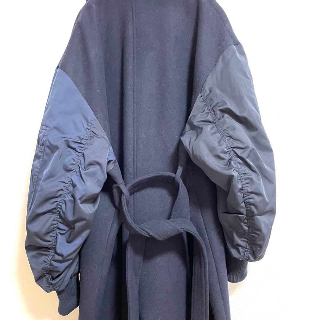 【美品】ZARA マッチングボンバーコート　ネイビー　M