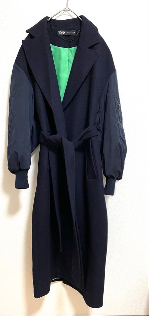 【美品】ZARA マッチングボンバーコート　ネイビー　M