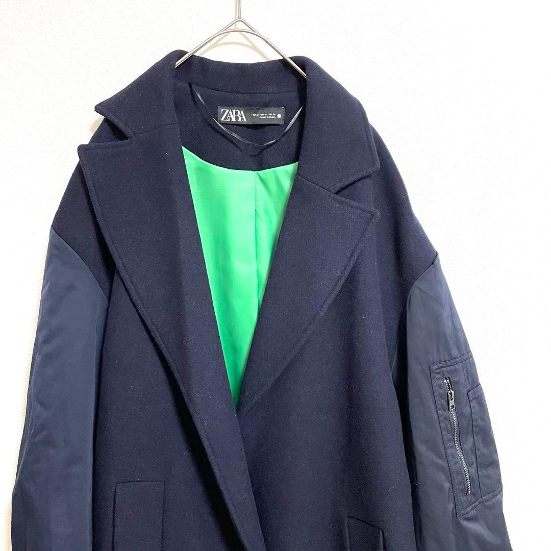 【美品】ZARA マッチングボンバーコート　ネイビー　M