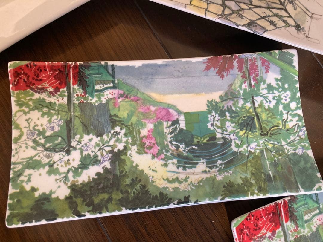 花と風景の食器セット