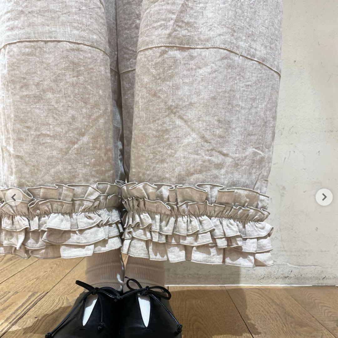 サマンサモスモス 立川限定 リネン裾フリルコクーンパンツ