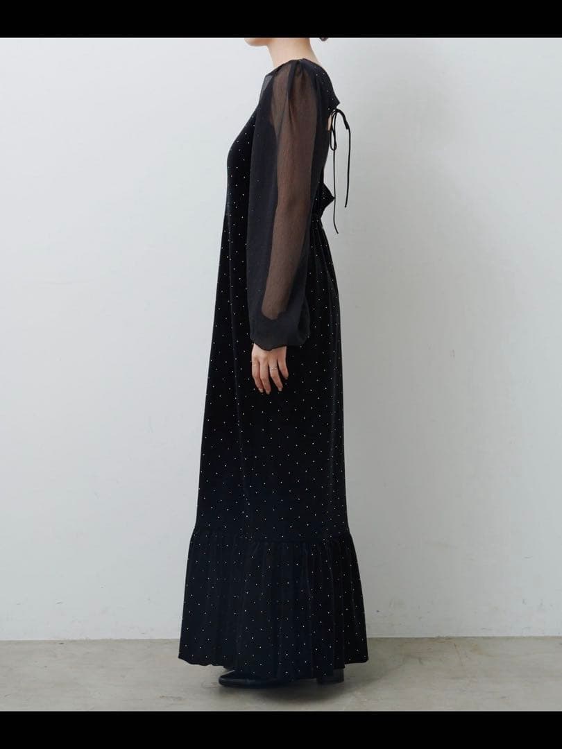 【即購入ＯＫ】⭐︎新品未使用 kastane ベロアスタッズワンピース　ブラック0