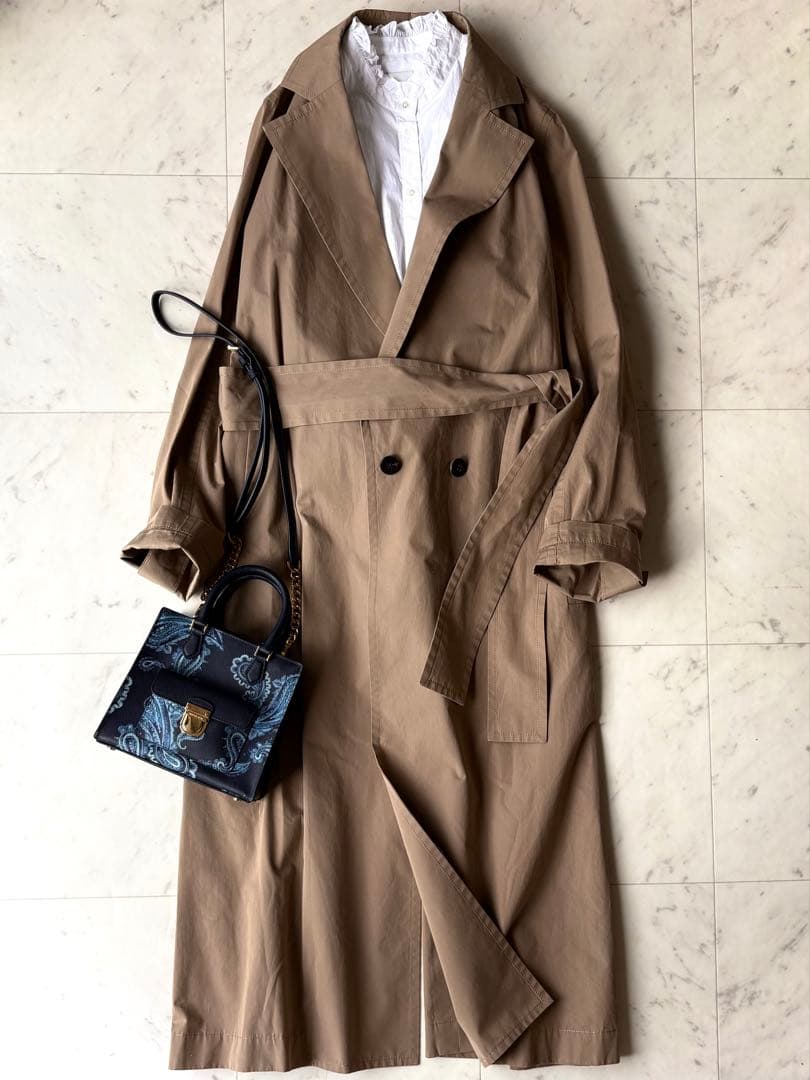 美品 CYCLAS 定価19万 綿100% ベルト付 トレンチコート シクラス