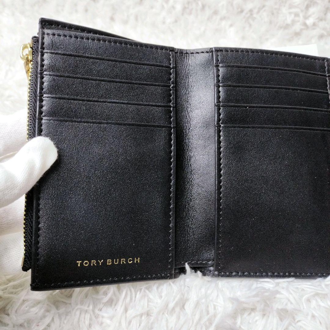 【美品✨】トリーバーチ　3つ折り財布　コンパクトウォレット　金ロゴ　レザー
