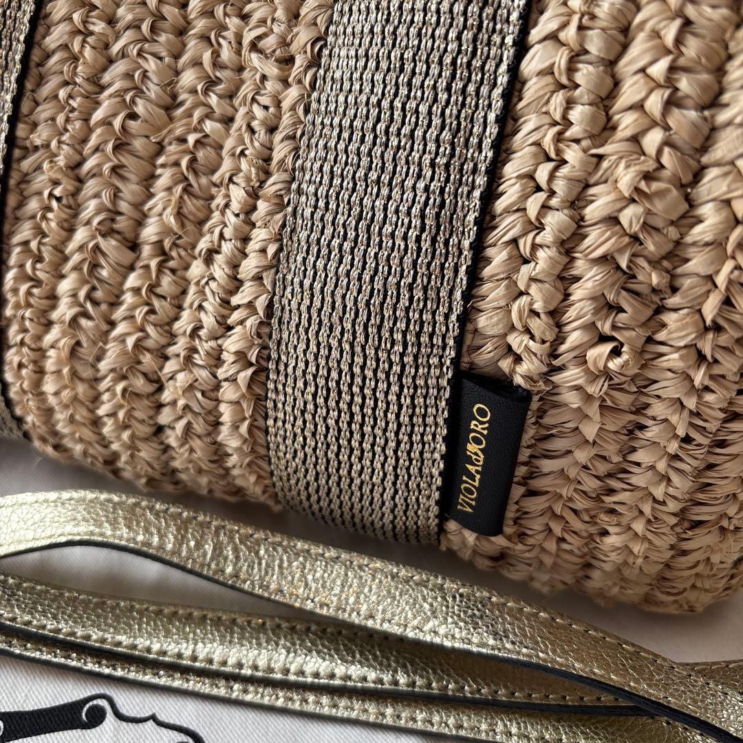 【美品】VIOLAD'ORO ストロー かご（ショルダー）バッ900