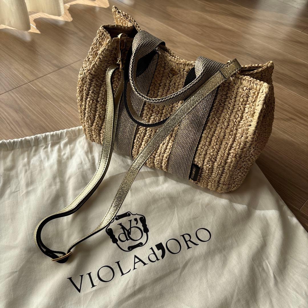 【美品】VIOLAD'ORO ストロー かご（ショルダー）バッ900