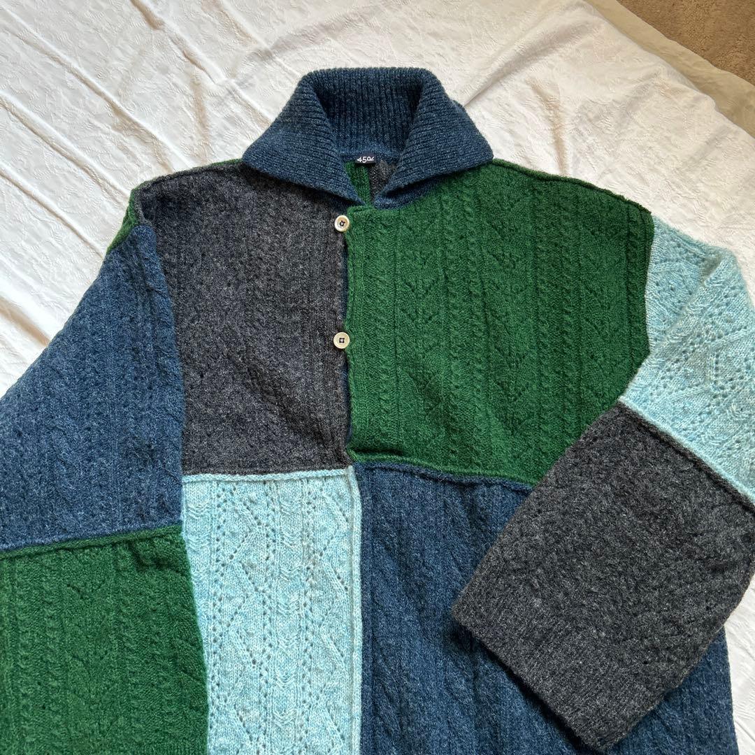 45R シェッドランド網柄パッチワークのチュニック