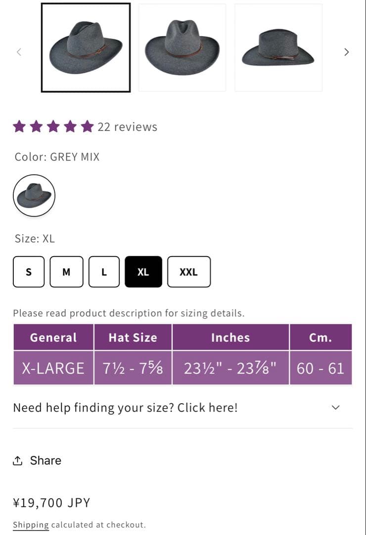 STETSON GREY BULL ウールハット XLサイズ