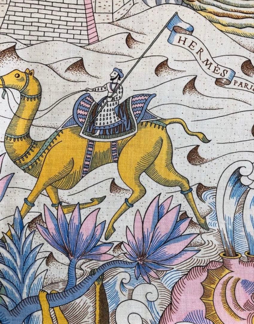 美品　エルメス　カシシル　カレジュアン　140 カシミヤシルク　宇宙誌