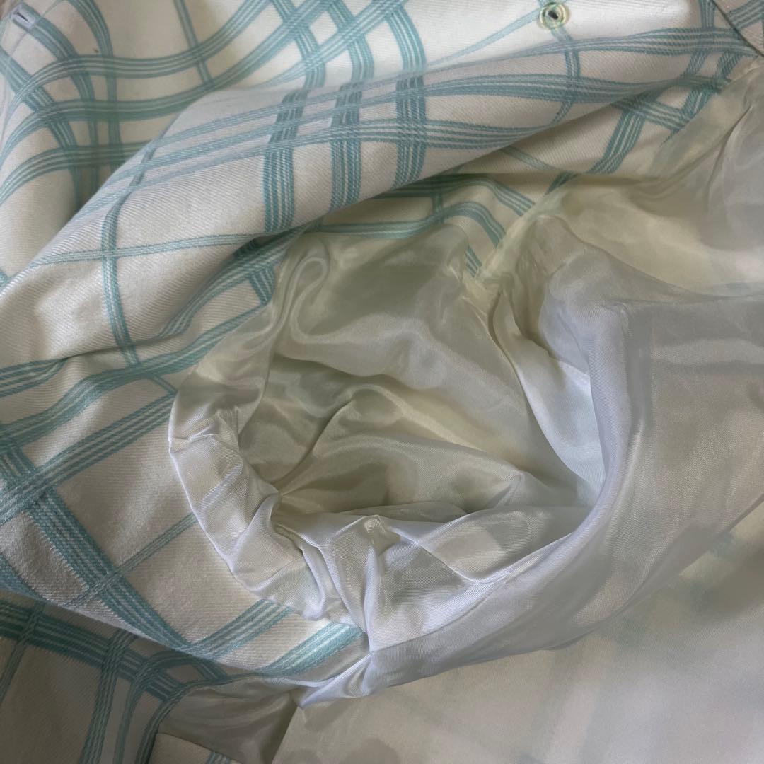 バーバリーロンドン　トレンチコート　ロング丈　総柄38　ノバチェック　グリーン