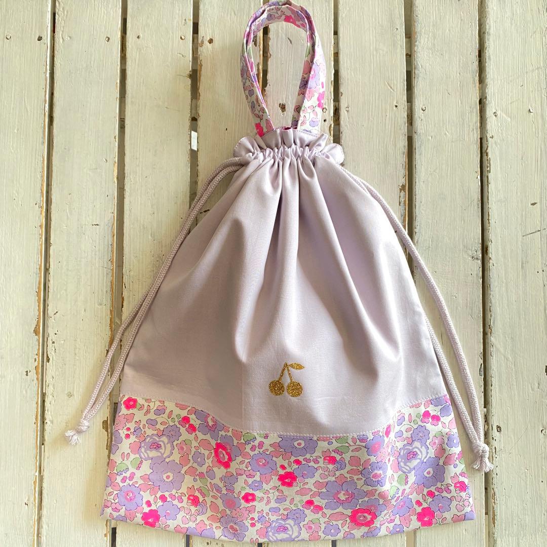 ぶーとん様⭐︎リバティプリント使用×さくらんぼワッペンレッスンバッグ他オーダー