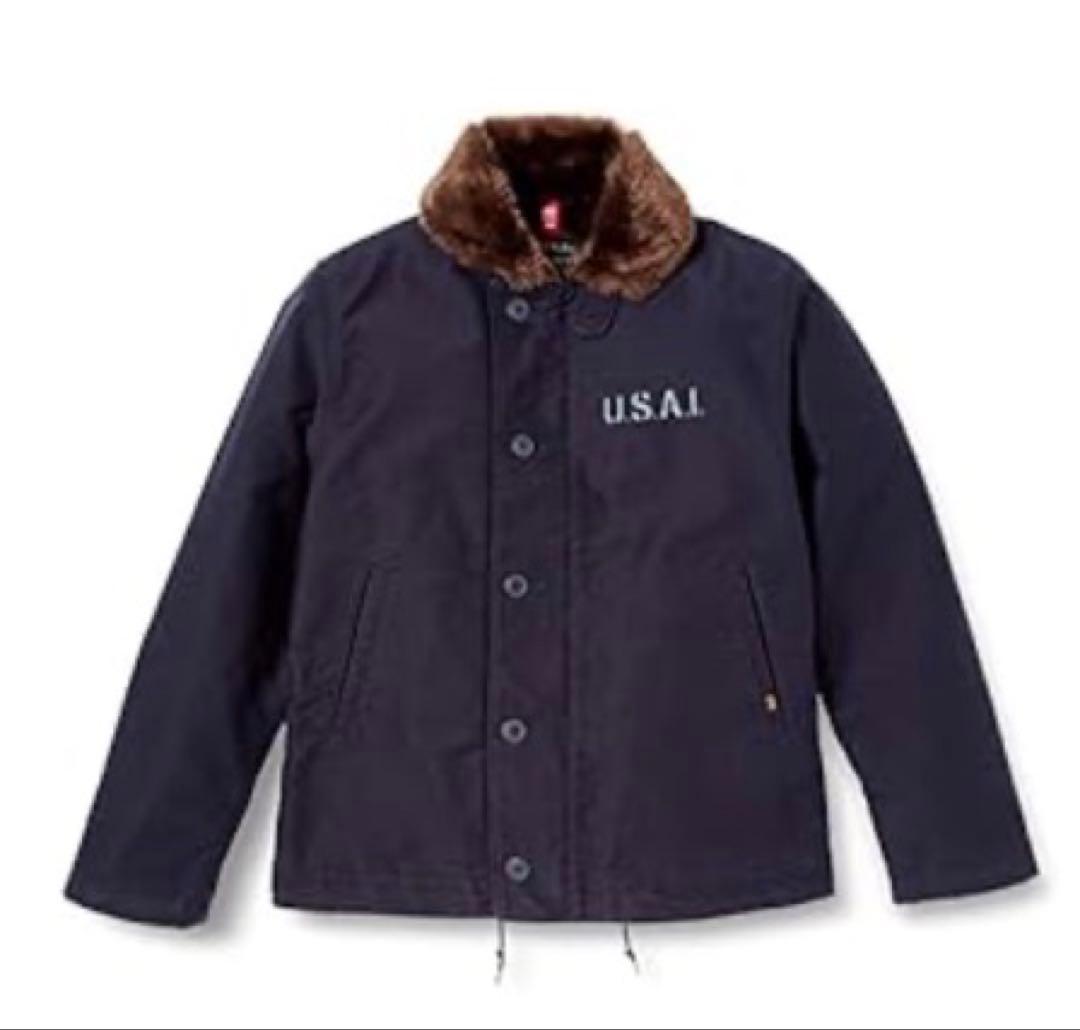 ALPHA N1デッキ ジャケット XL ボアジャケット ネイビー紺色 良品