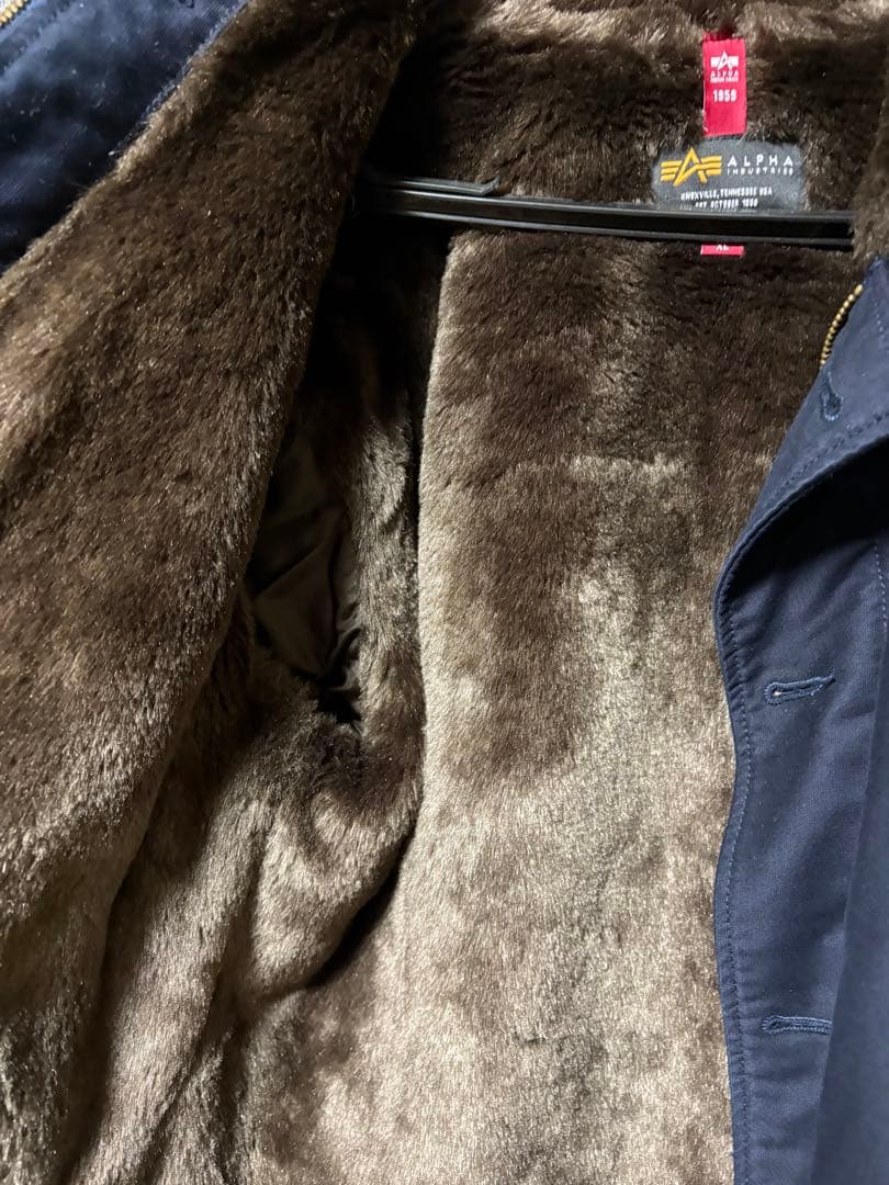 ALPHA N1デッキ ジャケット XL ボアジャケット ネイビー紺色 良品
