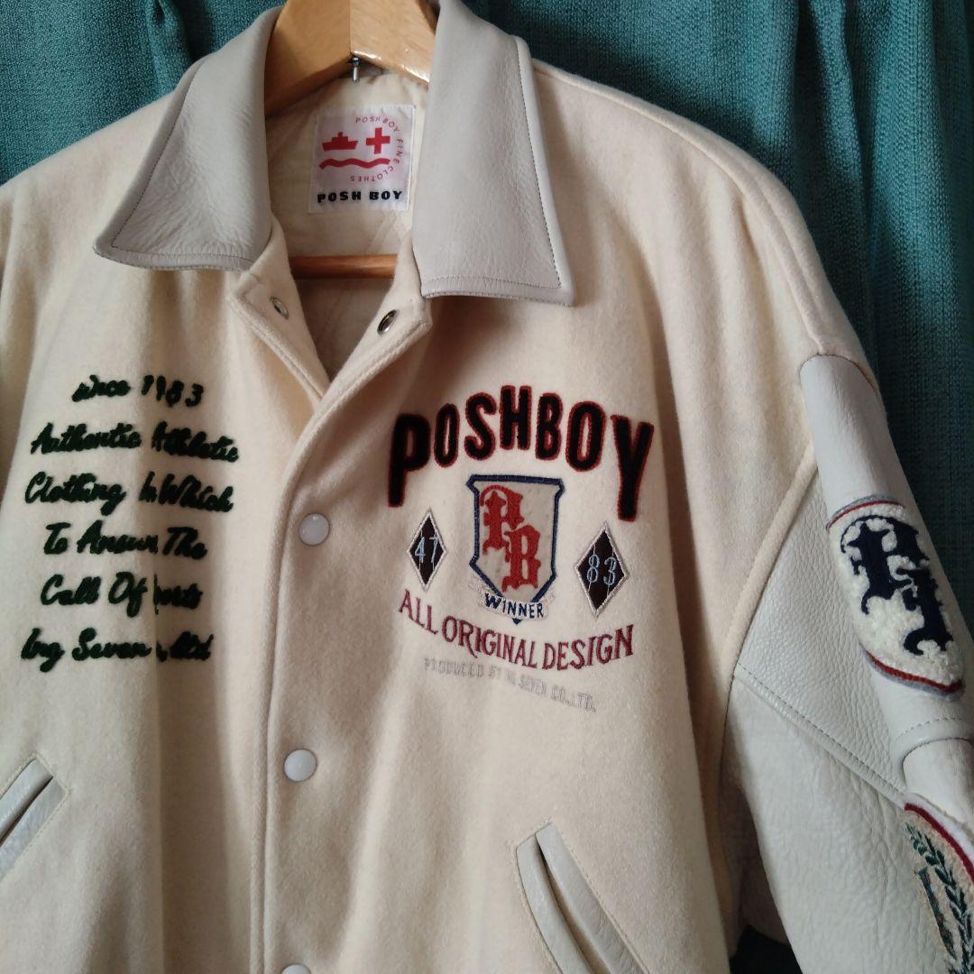 当時物ビンテージ80'sPOSHBOYポッシュボーイフルデコ袖革スタジャン