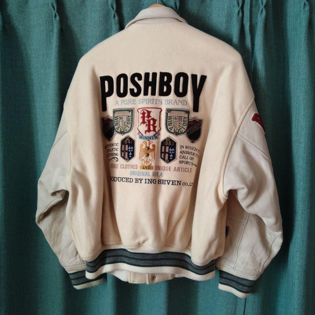 当時物ビンテージ80'sPOSHBOYポッシュボーイフルデコ袖革スタジャン