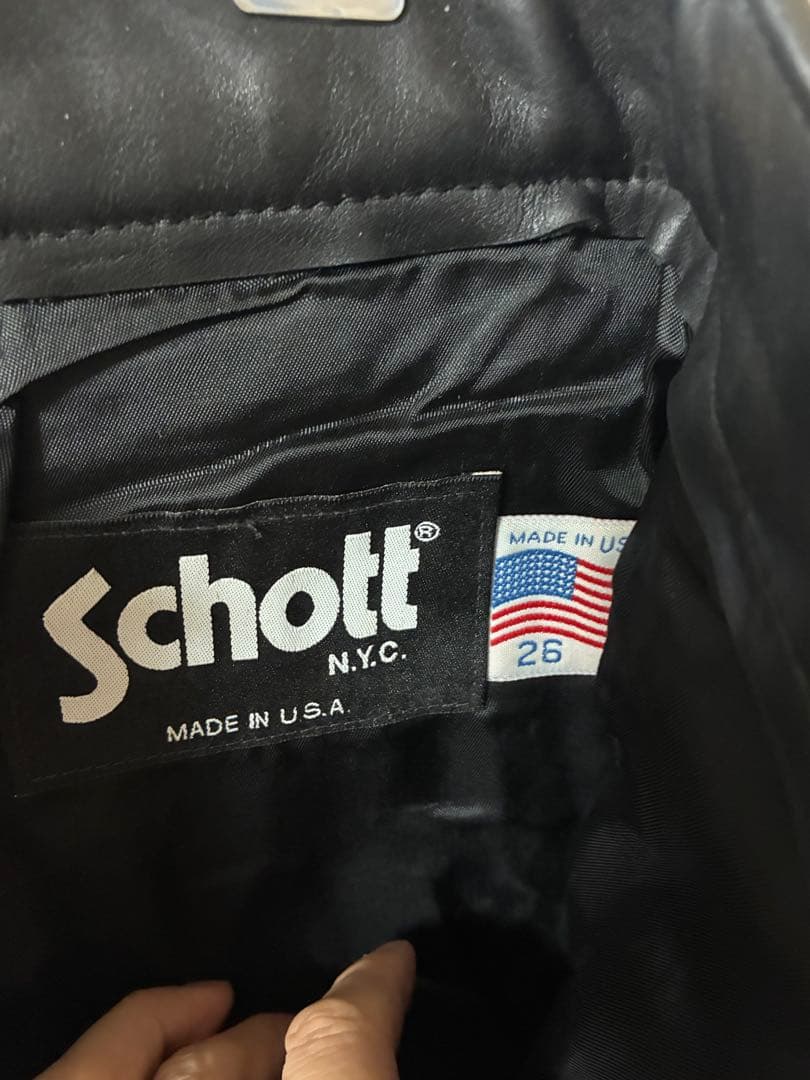 Schott レザー パンツ 26 黒