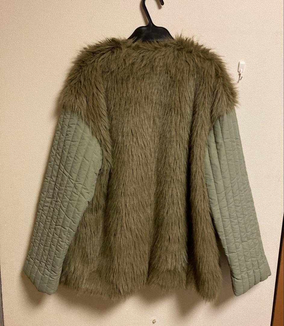 新品【Pauline Bleu 】ファーキルティング異素材ドッキングジャケット◆