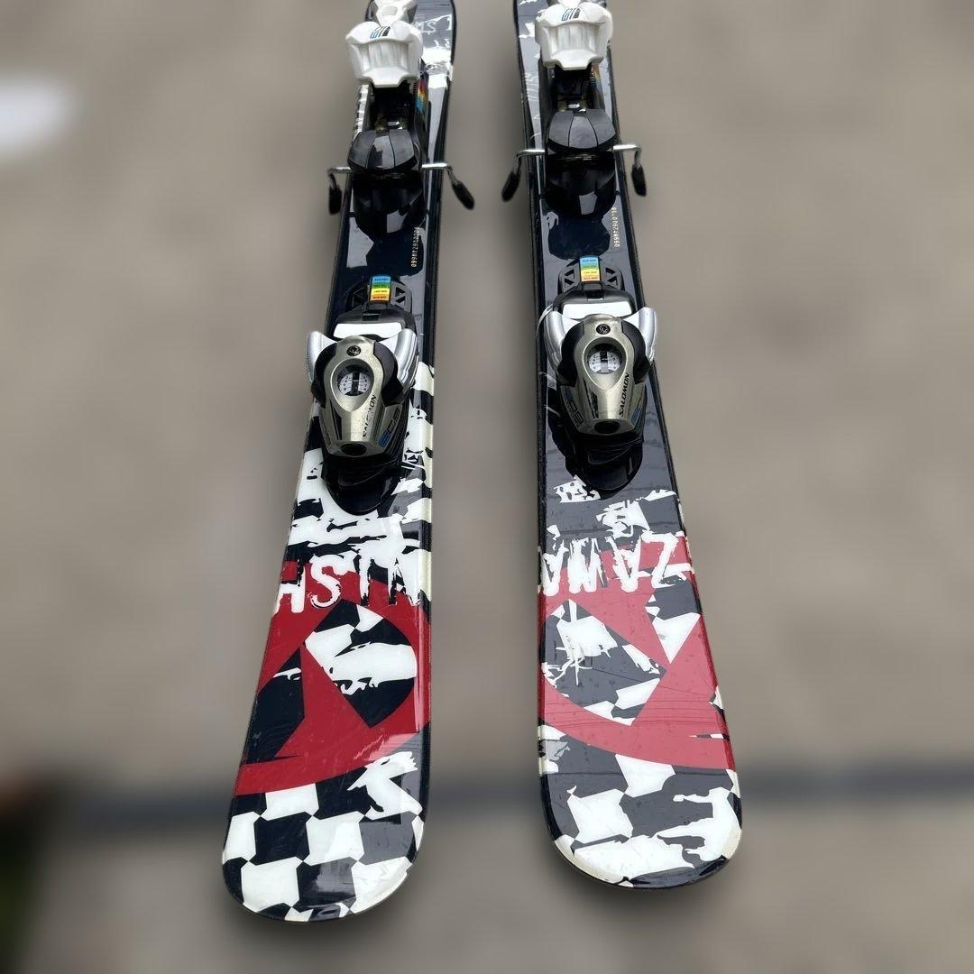 チェッカーフラッグデザイン スキー板 バインディング付き