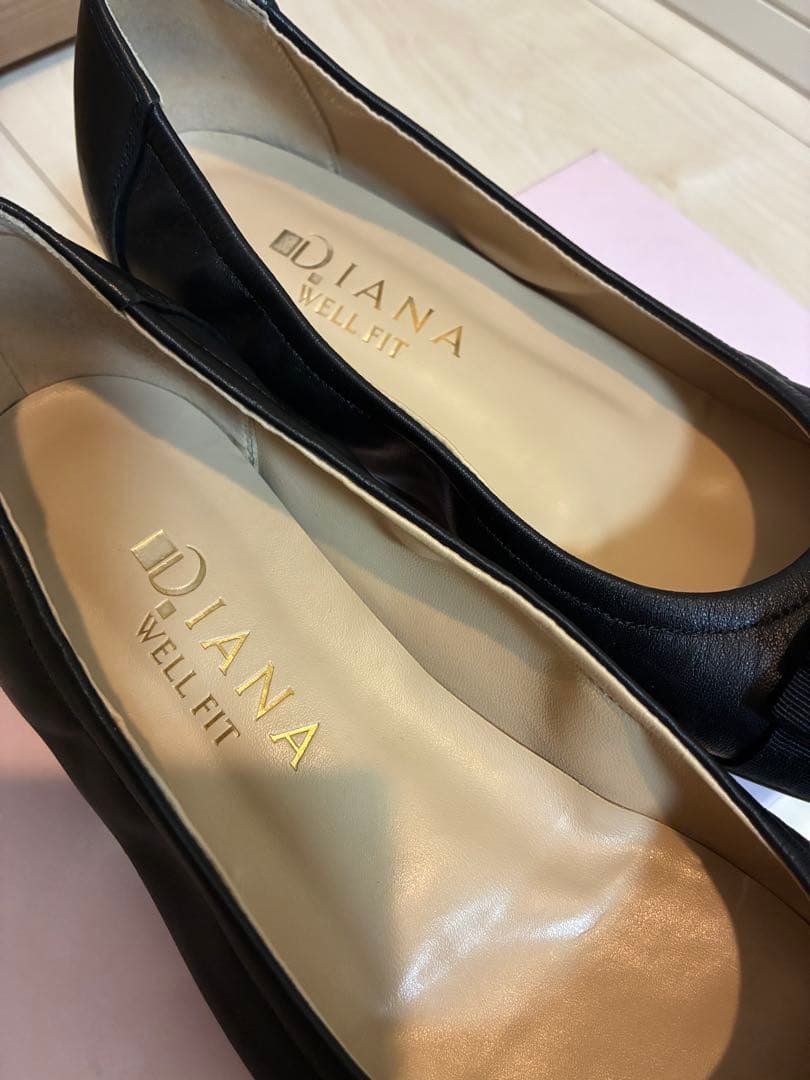 美*子様 DIANA ダイアナ　ブラック フラットシューズ リボン付き　24cm