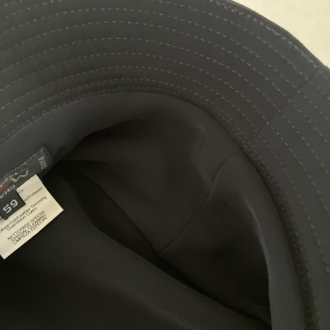 HERME エルメス ポリエステル バケットハット ブラック　レザージップ