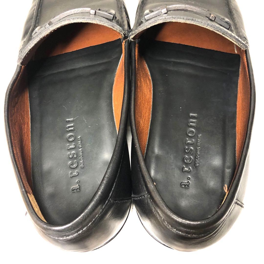 ほぼ新品 Italy製 size8 a testoni 本革ビットモカシン 黒