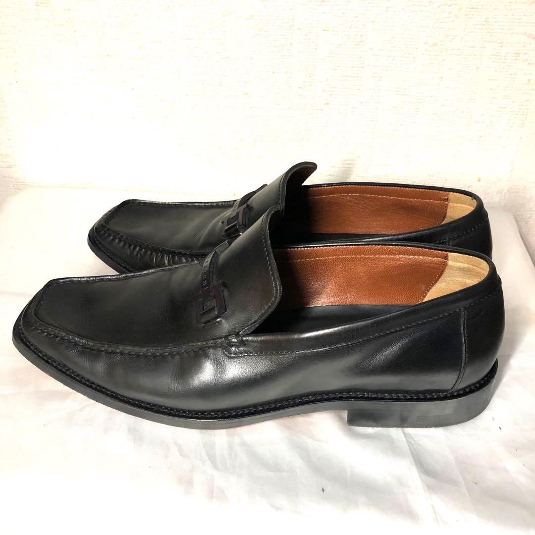 ほぼ新品 Italy製 size8 a testoni 本革ビットモカシン 黒