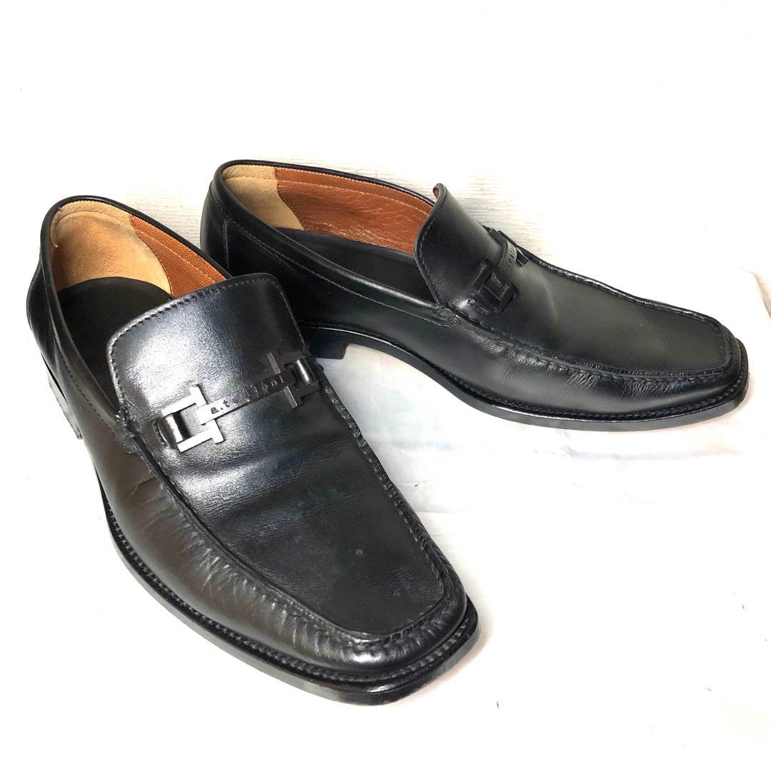 ほぼ新品 Italy製 size8 a testoni 本革ビットモカシン 黒