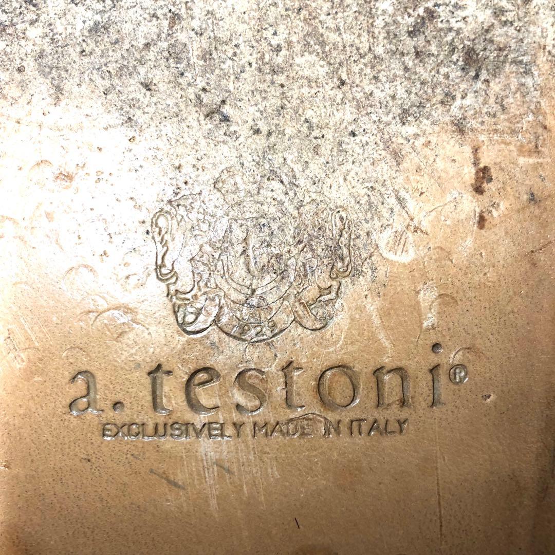 ほぼ新品 Italy製 size8 a testoni 本革ビットモカシン 黒