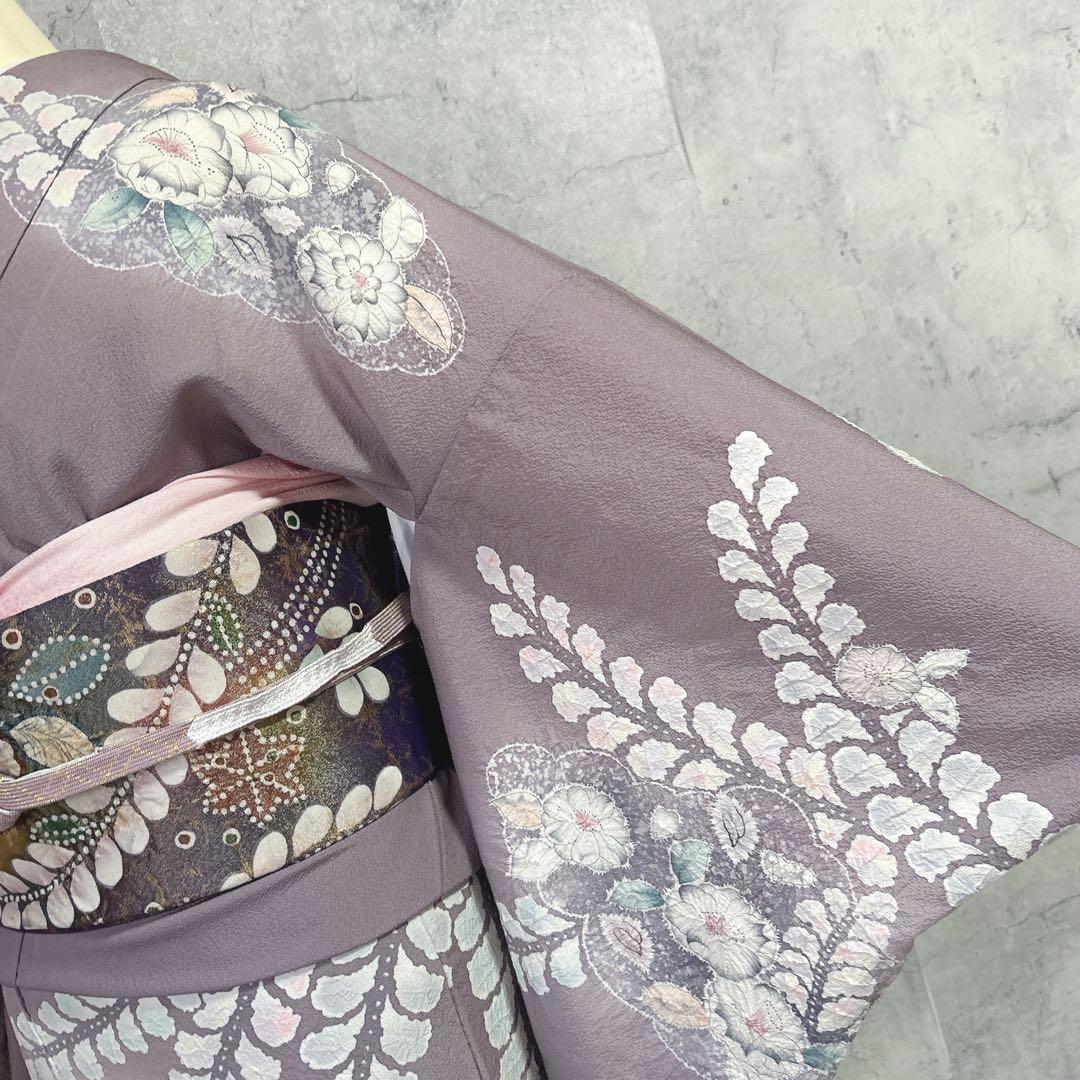 訪問着フルセット　辻ヶ花　翠山工房　着物　正絹　薄紫　華やか　大人可愛い