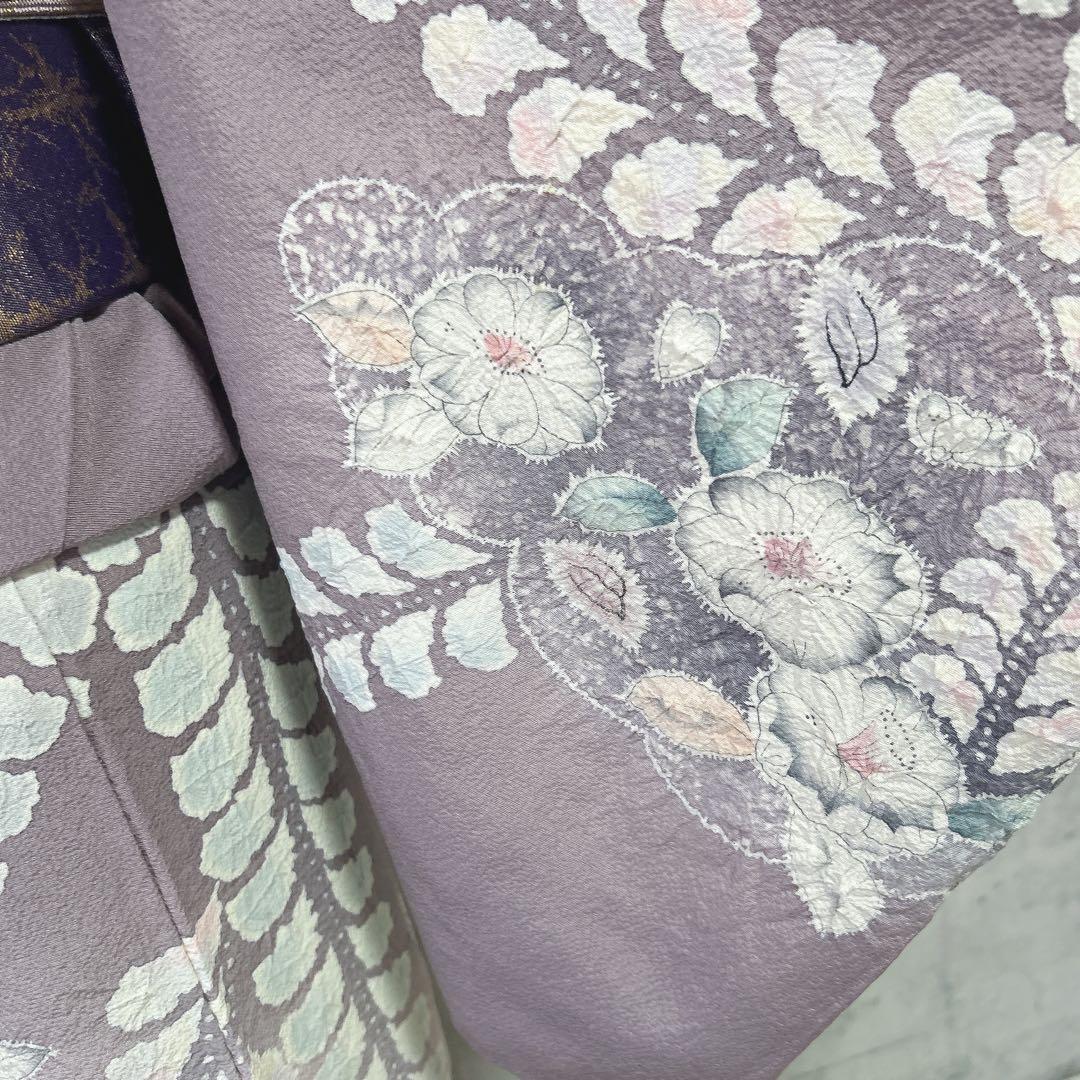 訪問着フルセット　辻ヶ花　翠山工房　着物　正絹　薄紫　華やか　大人可愛い
