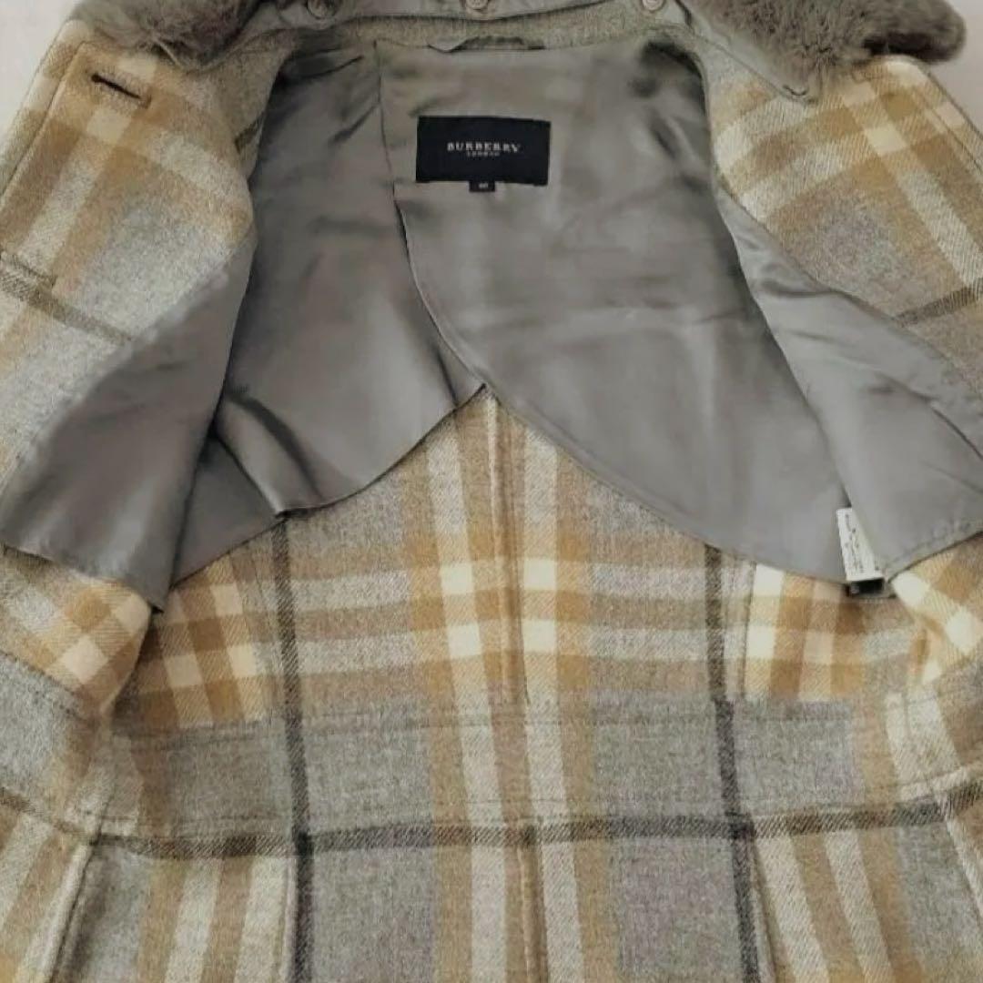 美品✨バーバリー　BURBERRY LONDON カシミヤ混ラビットファーコート