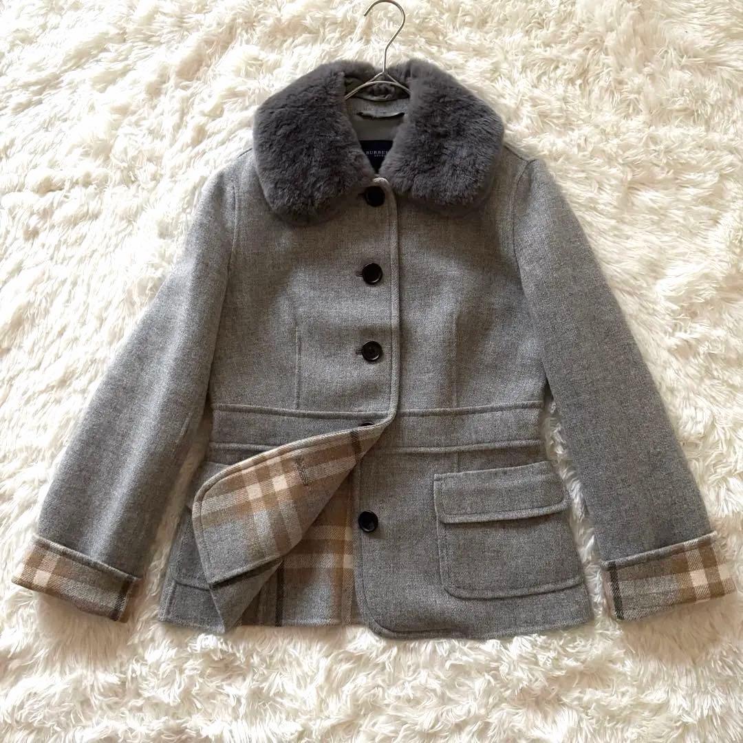 美品✨バーバリー　BURBERRY LONDON カシミヤ混ラビットファーコート