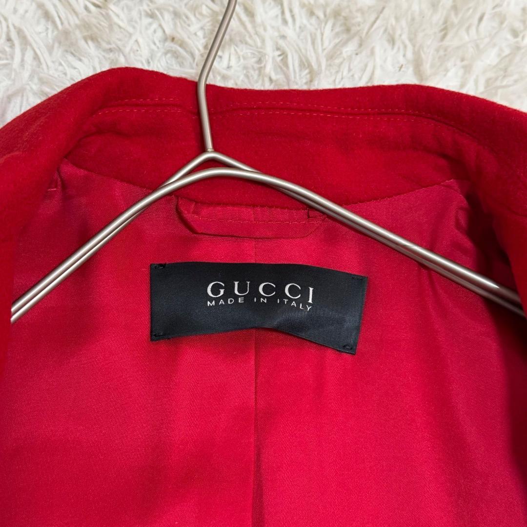 17636✨GUCCI アンゴラ ウール ステンカラーコート レッド