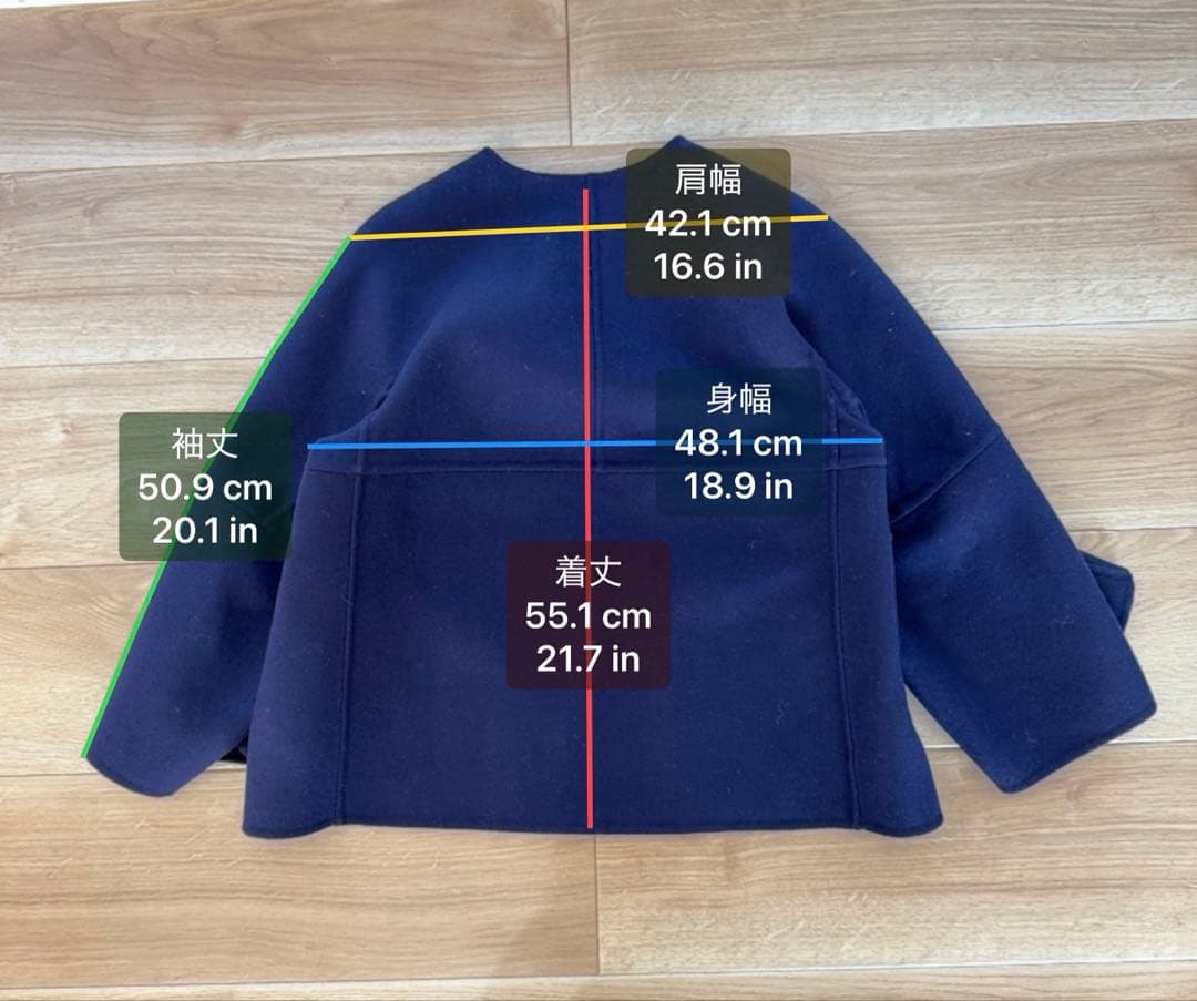 美品✨ドゥロワー　ウールケヌキノーカラージャケットコート　リバー　ダブルフェイス