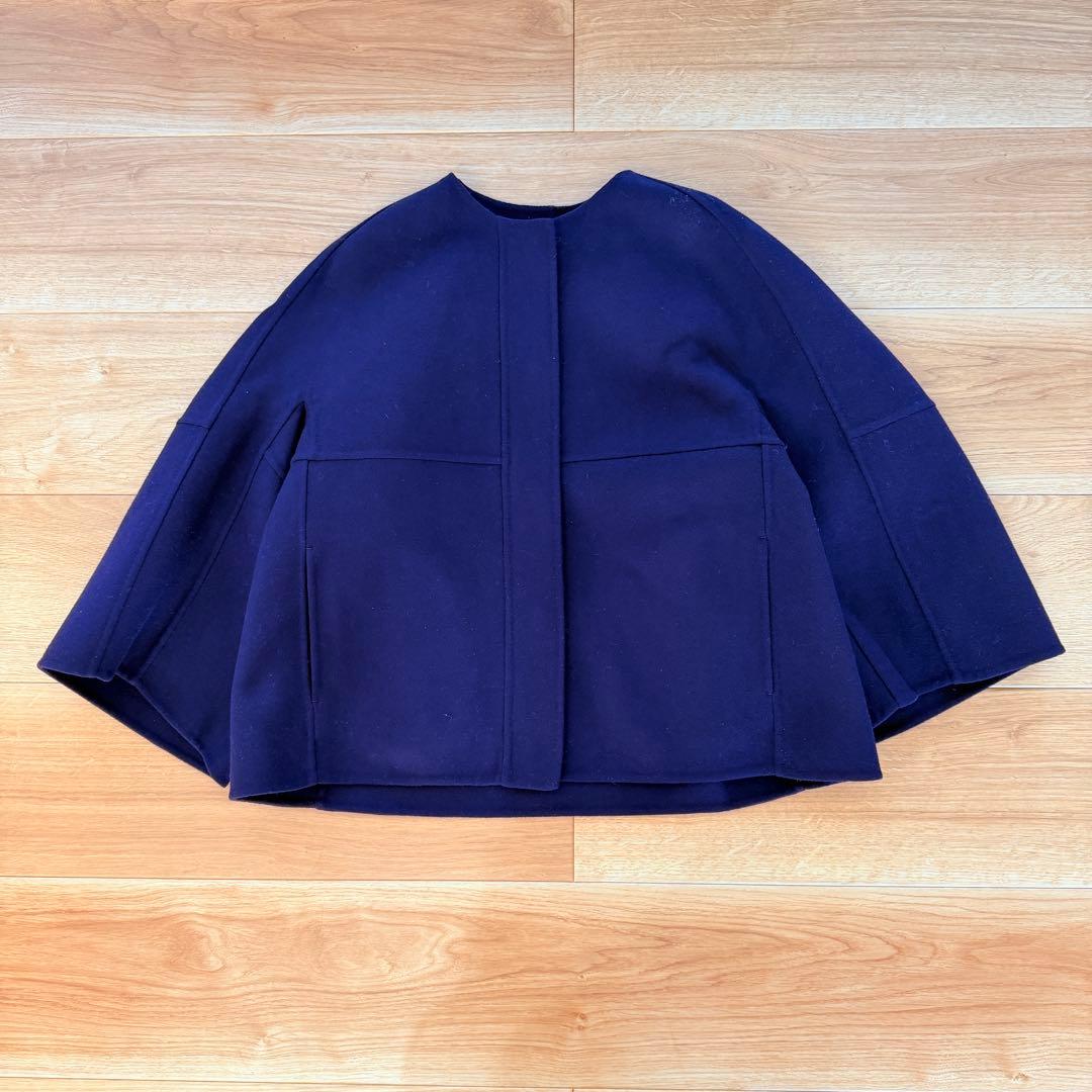 美品✨ドゥロワー　ウールケヌキノーカラージャケットコート　リバー　ダブルフェイス