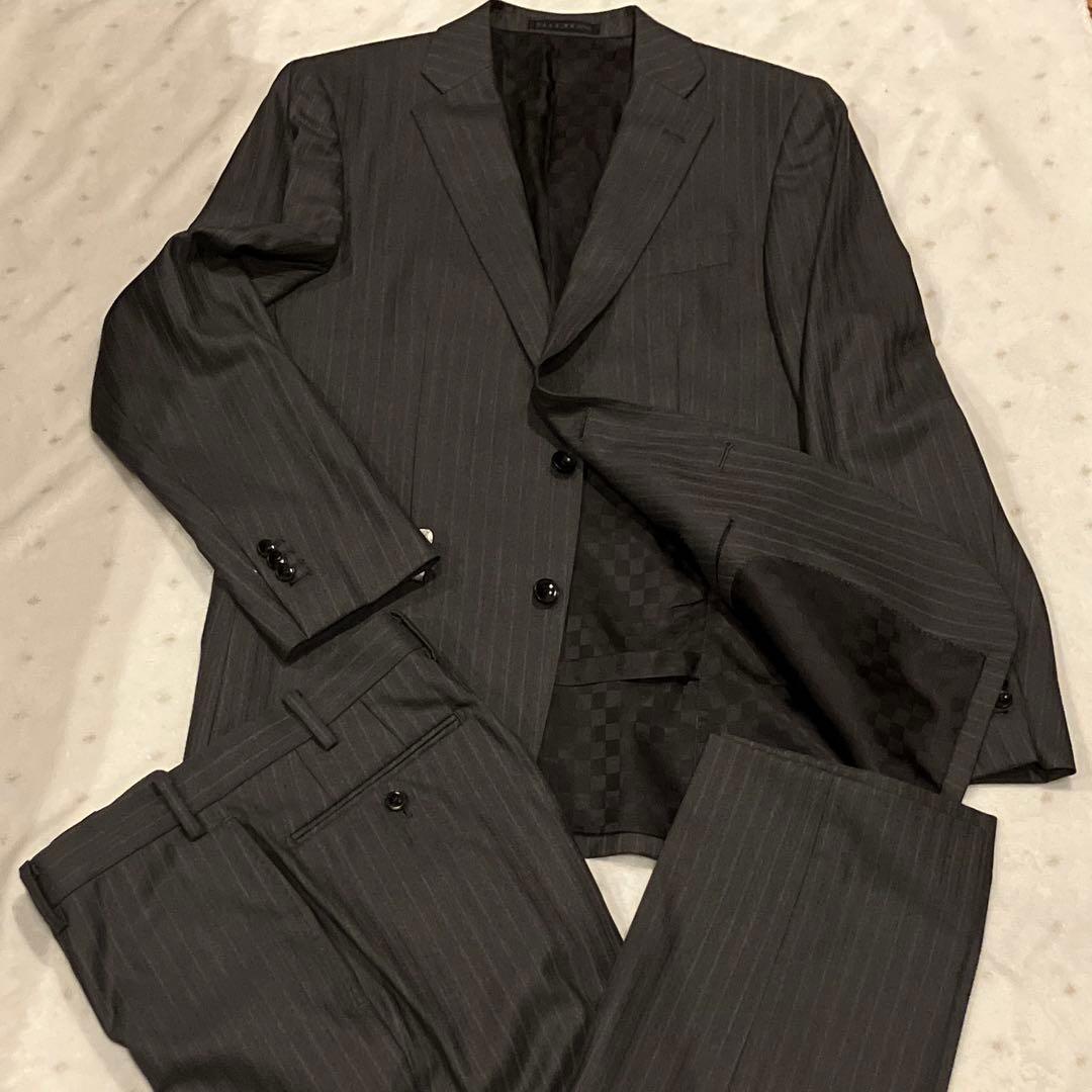 極美品✨️HILTON コロンボ super130 スーツ 紺 チェック A 6