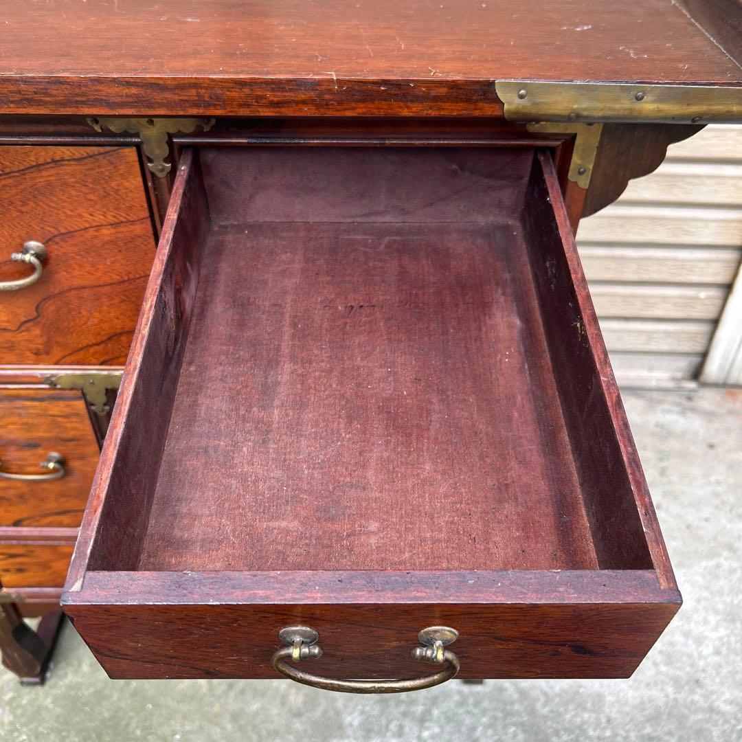 李朝家具　アンティーク　真鍮金具　脚付　キャビネット　薬箪笥　古民具