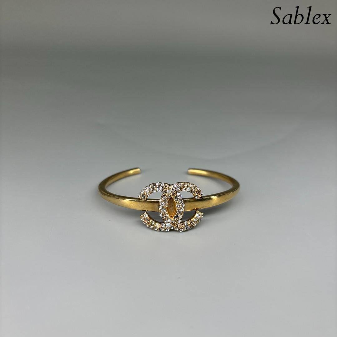 【極美品】CHANEL シャネル ラインストーン 07 ココマーク バングル