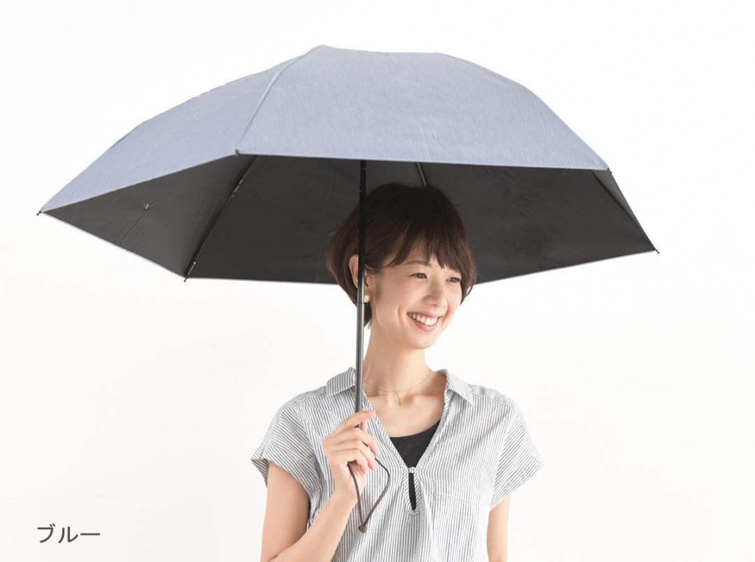 サンバリア100　3段折 / 折りたたみ日傘　水色　フロスト
