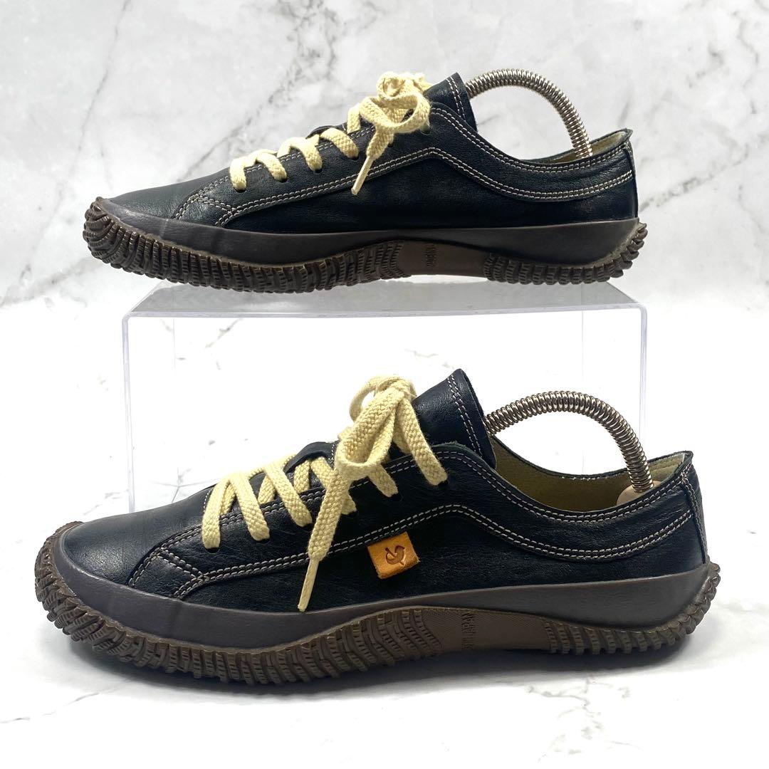 スピングルムーヴ レザースニーカー ブラック 日本製 SS 23.5