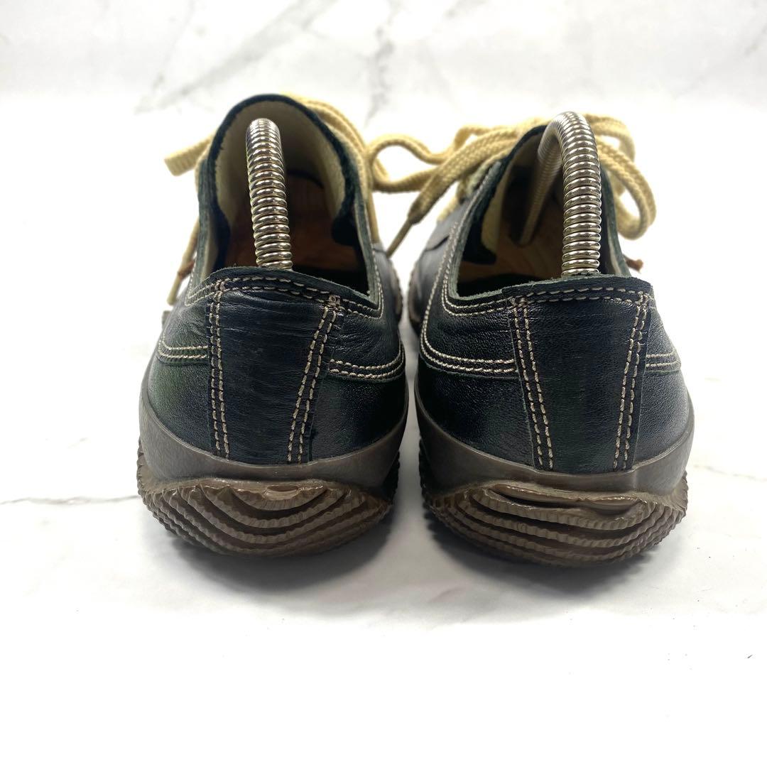 スピングルムーヴ レザースニーカー ブラック 日本製 SS 23.5